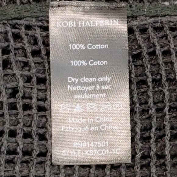 Kobi Halperin Swimwear Cover Up Open Front Crochet Gray Cotton Womens XS - Picture 4 of 7